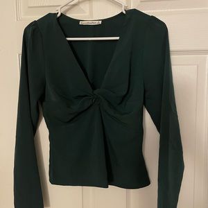 Abercrombie & Fitch Emerald Twist Long Sleeve Top